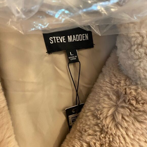 STEVE MADDEN Willow Faux Fur Color Blocked Coat Size Large - Picture 7 of 7